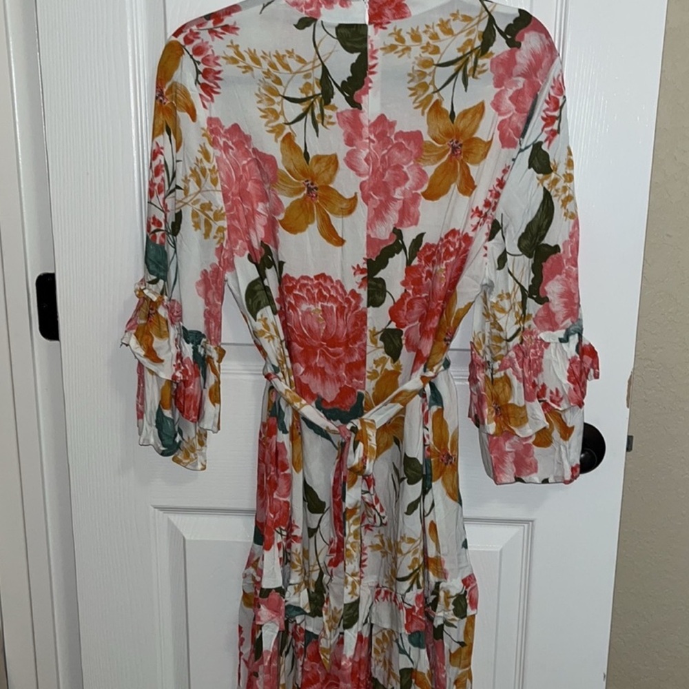 Petal & Pup Floral Long Sleeve Dress - Pink, Yellow, Green